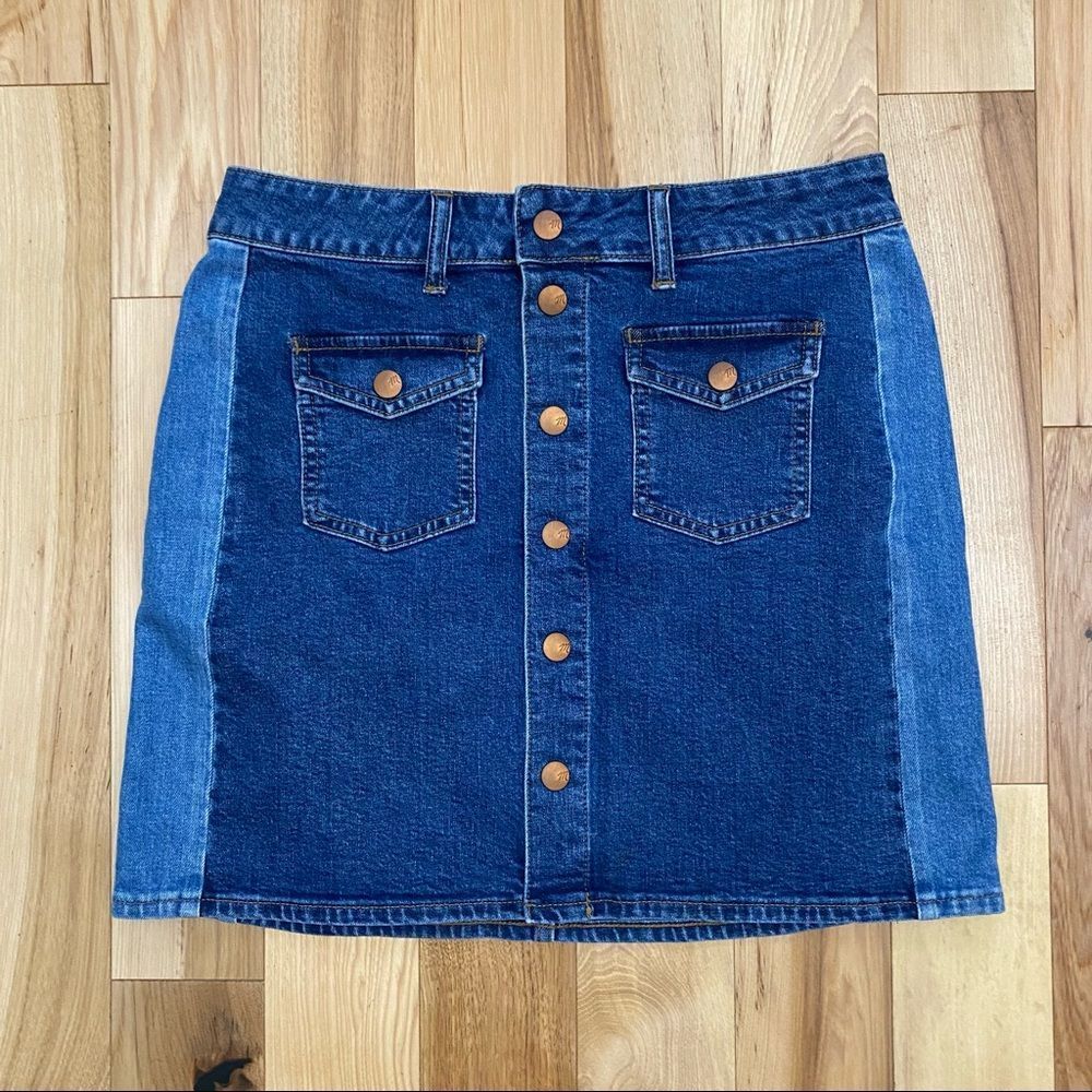 Madewell Stretch Denim Straight Mini Skirt: Pieced Edition - Picture 5 of 10